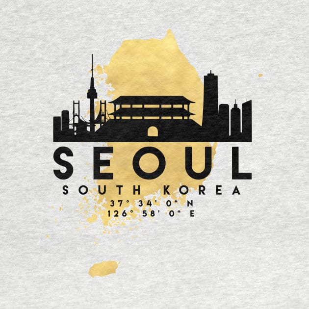 Seoul South Korea Skyline Map Art by deificusArt